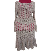Ensemble jupe et chemisier femme bohème chic crochet coton lin fait main