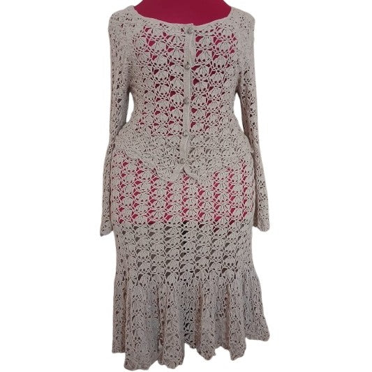Ensemble jupe et chemisier femme bohème chic crochet coton lin fait main
