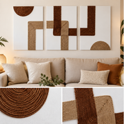 Lot de 3 Tableaux Décoratifs Géométriques en Corde Naturelle