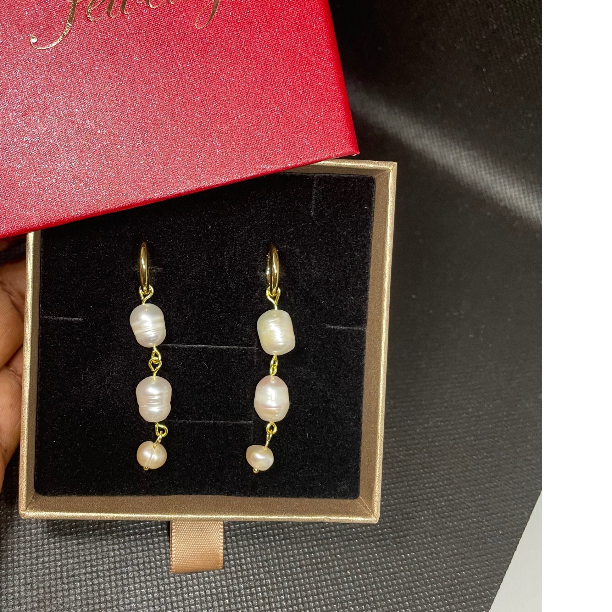 Boucles d’oreilles perles d’eau douce acier inoxydable doré