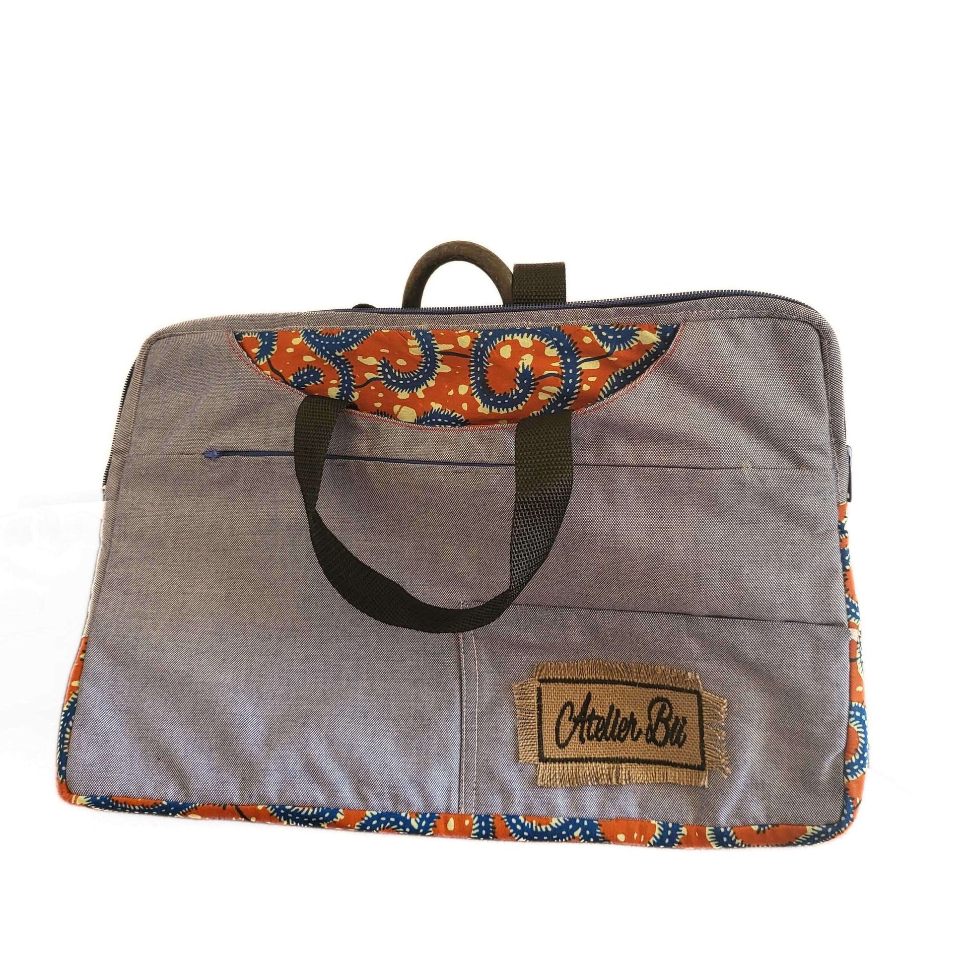 Sac Ngaparou en Denim et Wax - Élégance Artistique Spacieuse