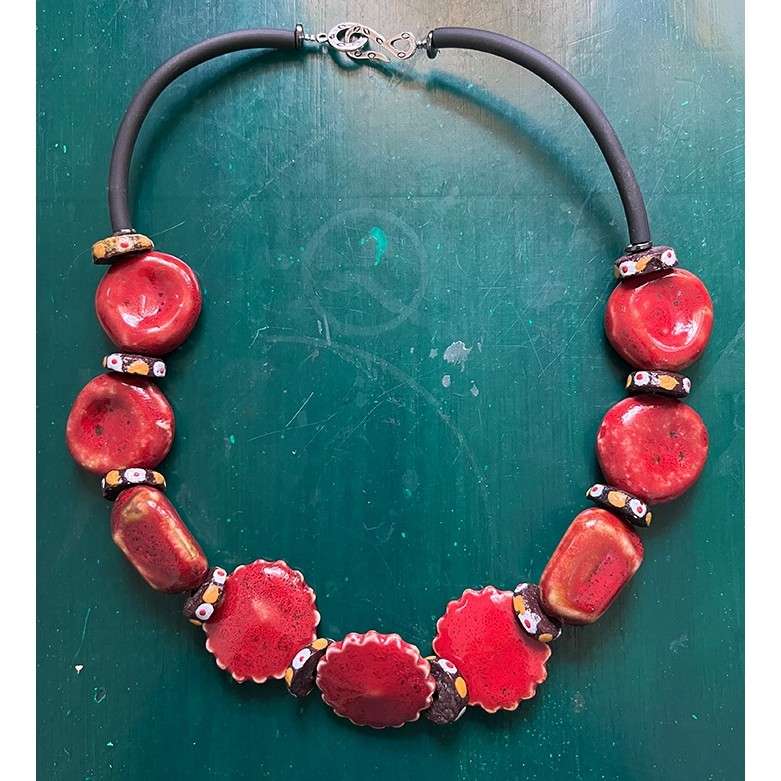 Perles de feu - Ensemble collier et boucles d'oreilles