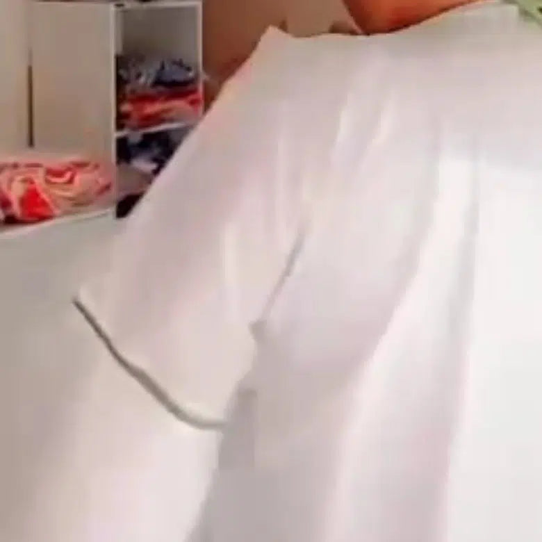 Demi boubou femme blanc vert ample en coton