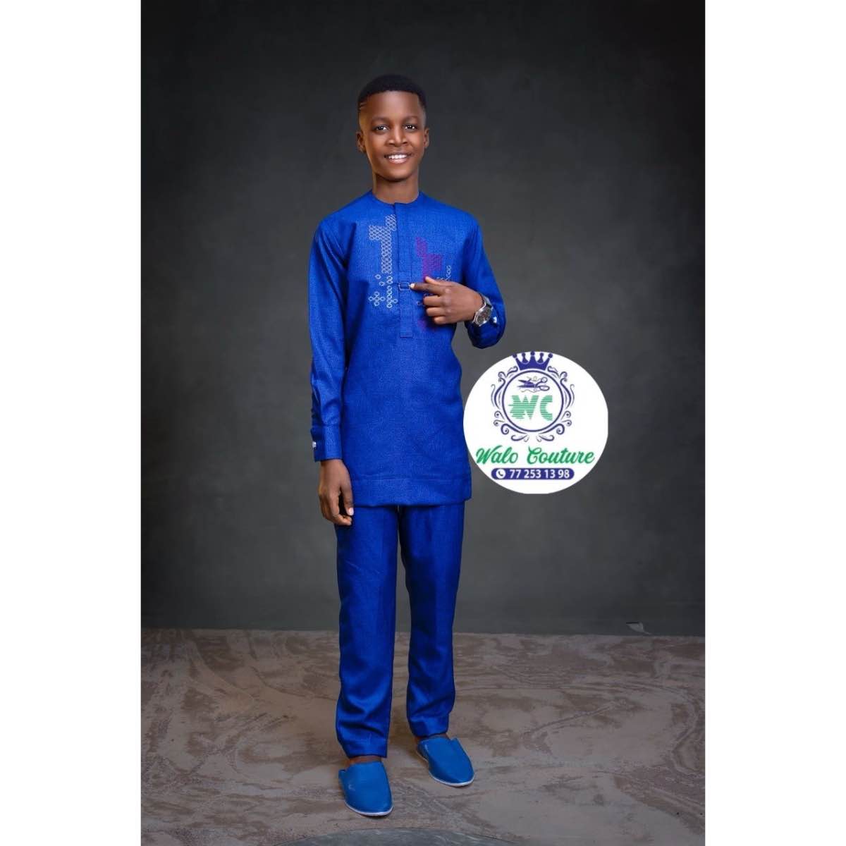 Ensemble costume africain garçon brodé, cérémonie et mariage élégant