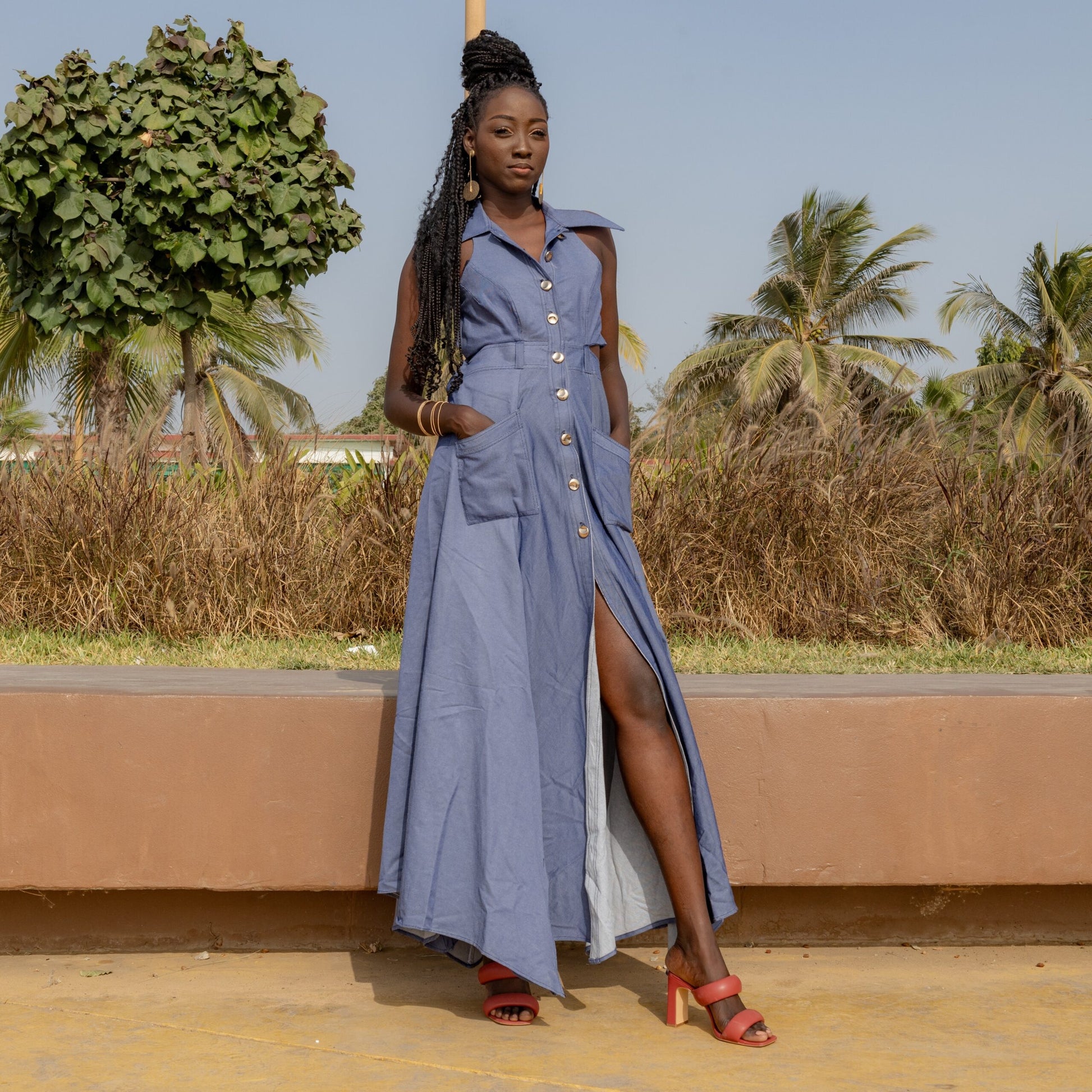 Robe Maxi en Jean Indigo - Élégance et Confort