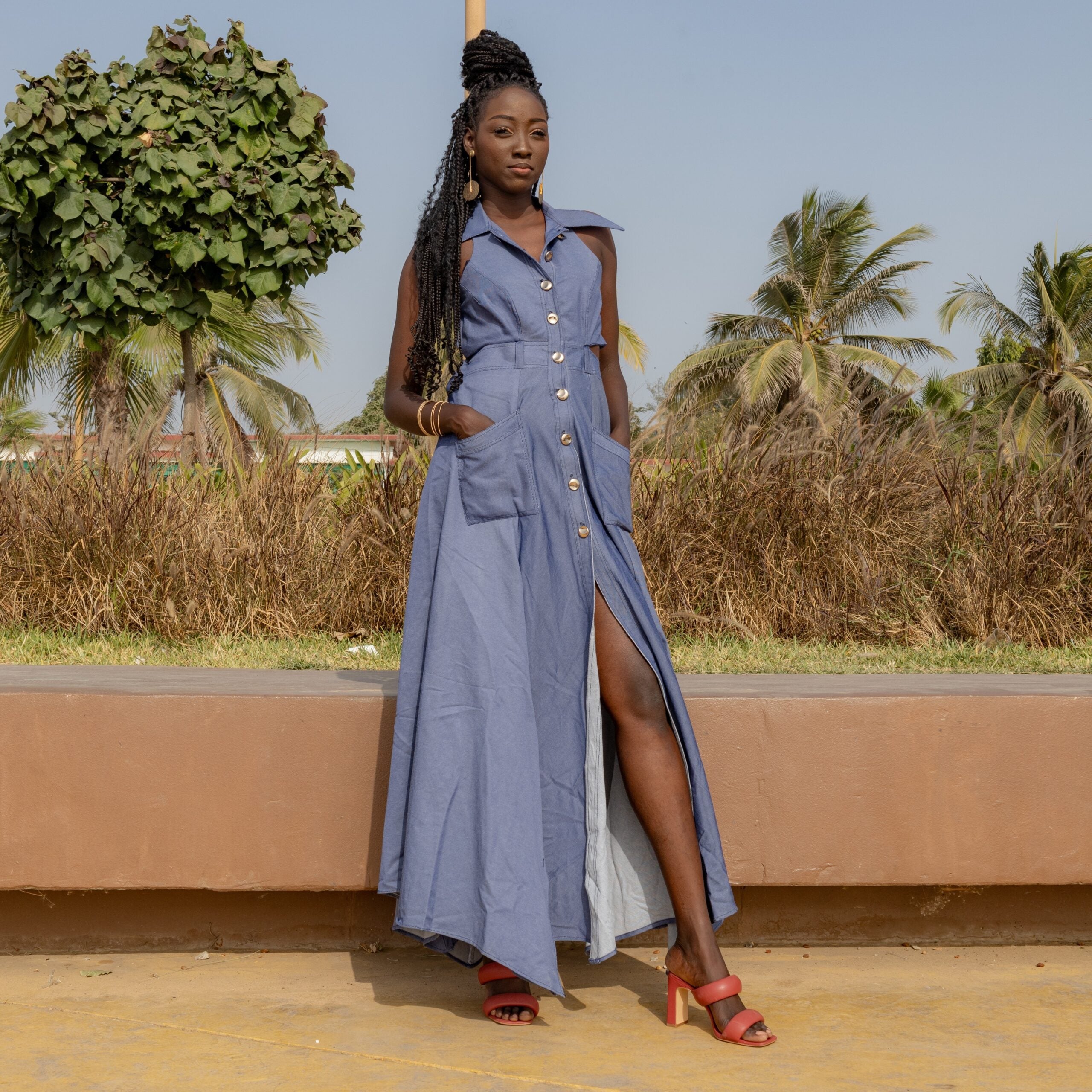 Robe Maxi en Jean Indigo - Élégance et Confort