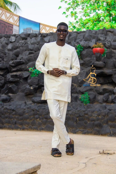 Costume africain homme fil-à-fil coupe moderne