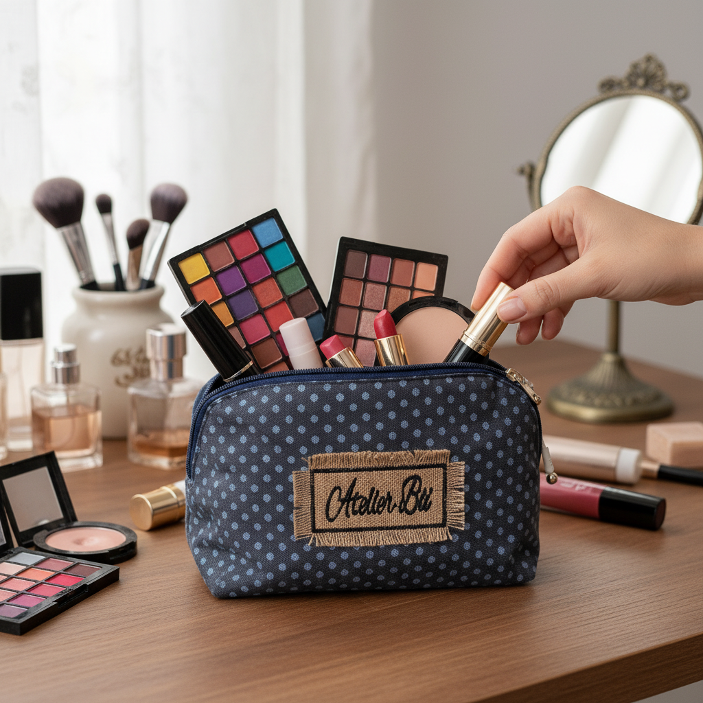 Trousse de Voyage Atelier Bii Denim Gris - Élégance Polyvalente