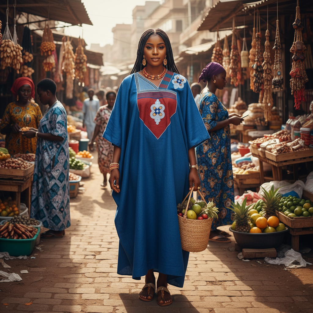 Robe Boubou Africaine en Lin Patchwork - Élégance et Tradition Sénégalaise