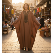 Boubou en Lin Artisanal Marron - Élégance Bohème Chic