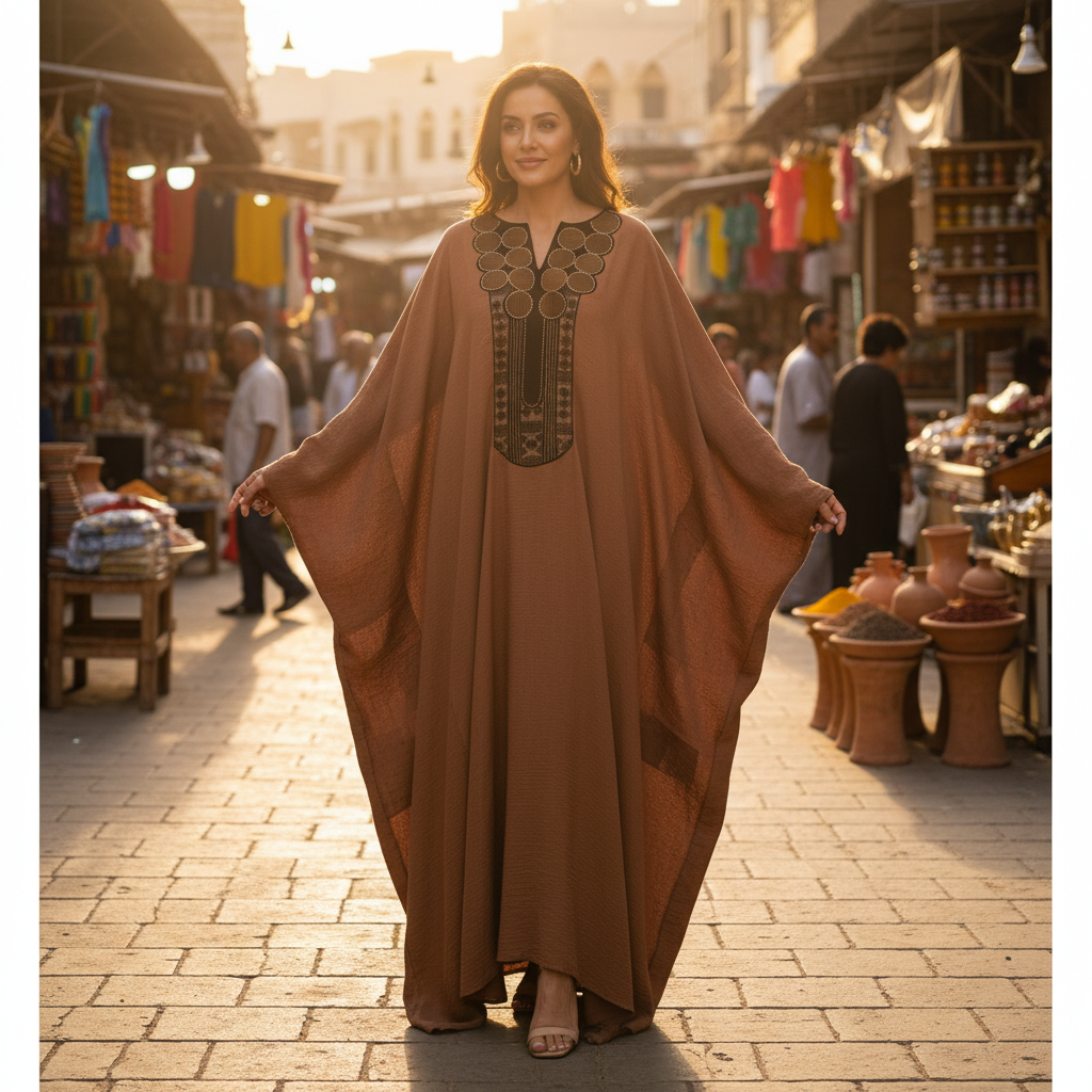 Boubou en Lin Artisanal Marron - Élégance Bohème Chic