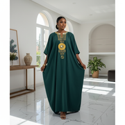 Robe Boubou Chanel Femme Vert Doré - Élégance Ethnique Prestige
