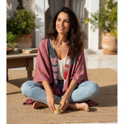 Cardigan femme lin bohème patchwork africain – Élégance artistique