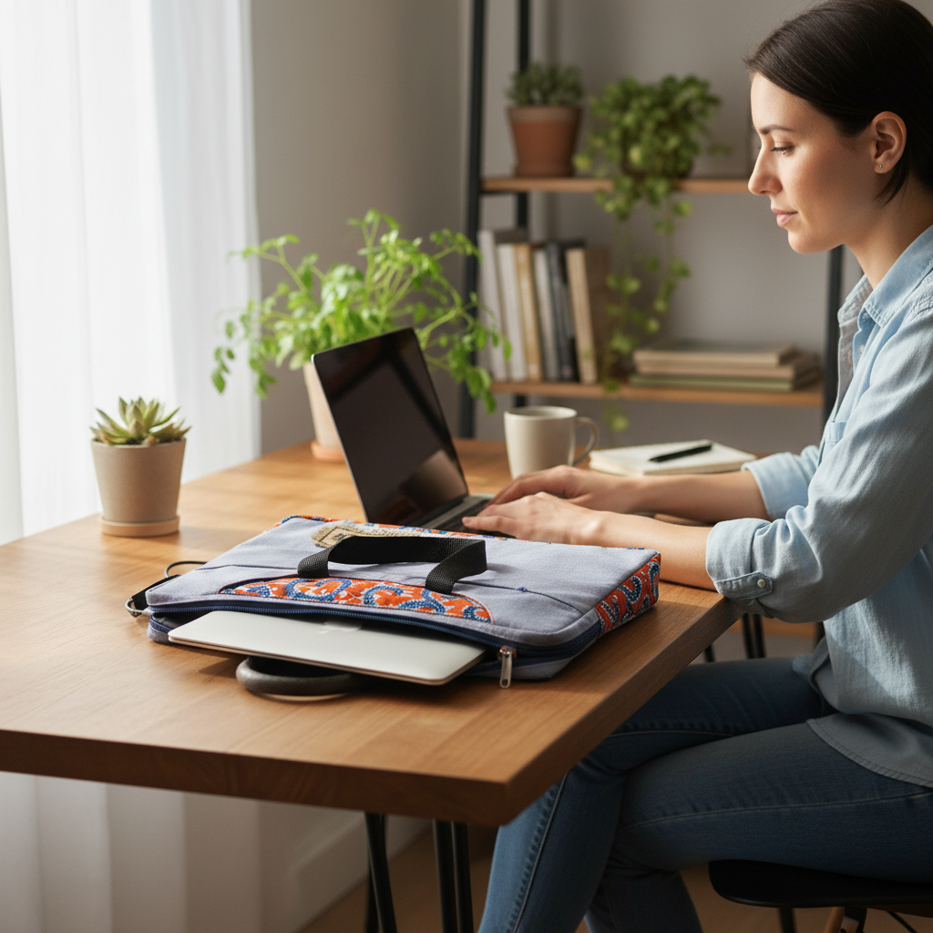 Sac Ngaparou en Denim et Wax - Élégance Artistique Spacieuse