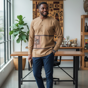 Chemise Homme Brodée Coton Marron - Style Unique et Confort Intemporel