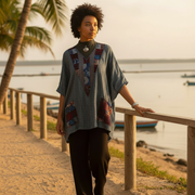 Haut Bohème Chic Indigo Lin Coton - Confort et Élégance