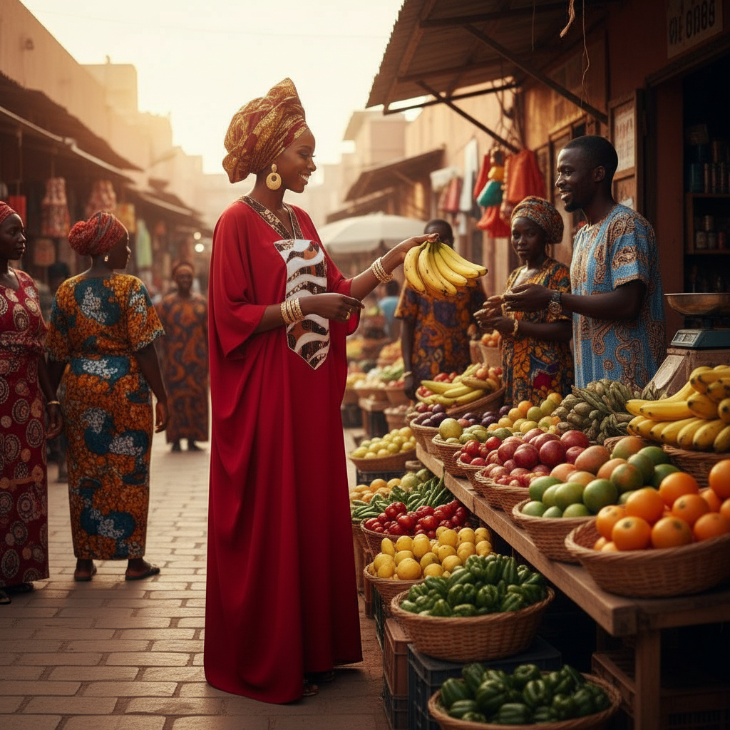 Robe Longue Wax Rouge - Élégance Culturelle et Confort Moderne