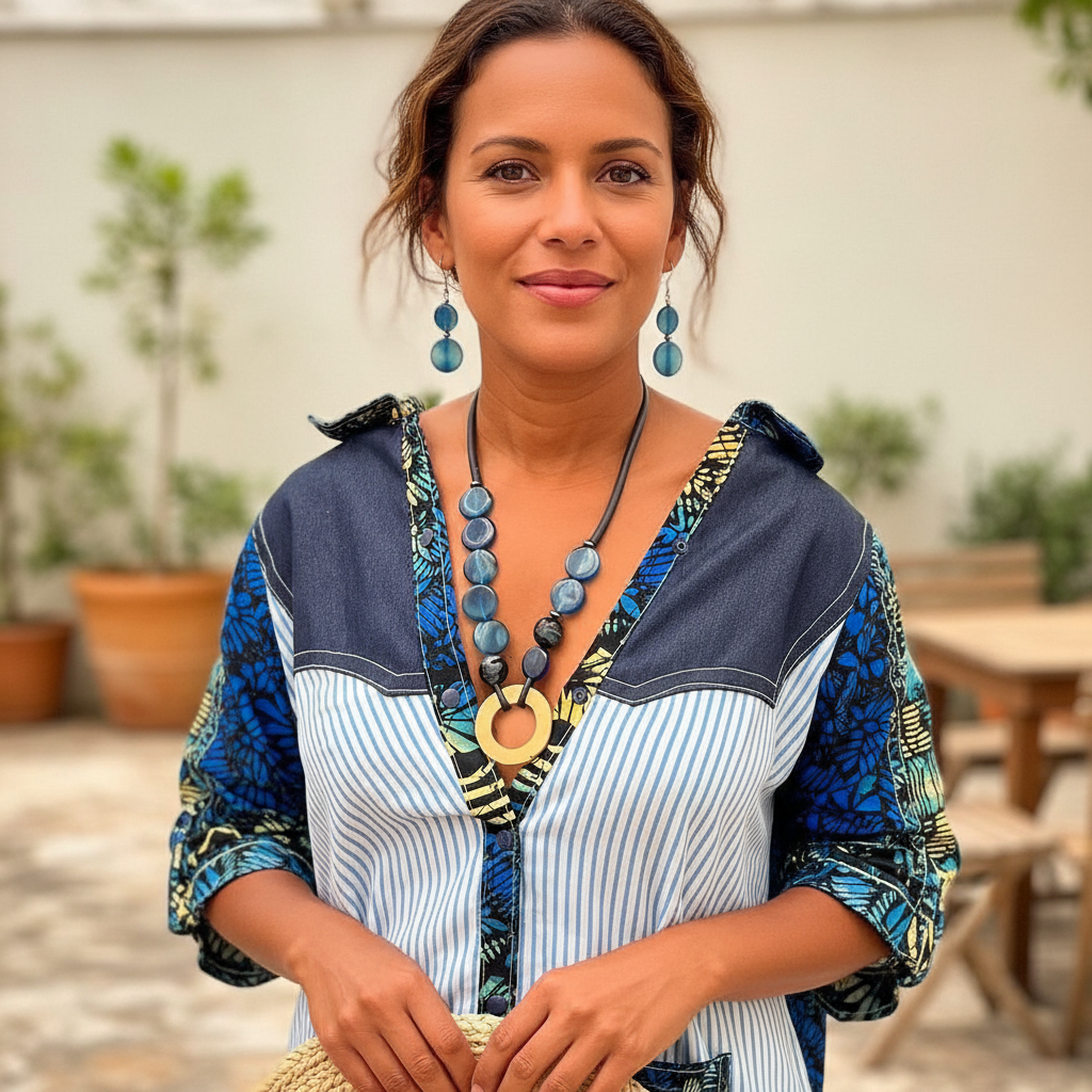 Collier Agate Bleu Artisanal - Élégance Bohème Chic et Originalité