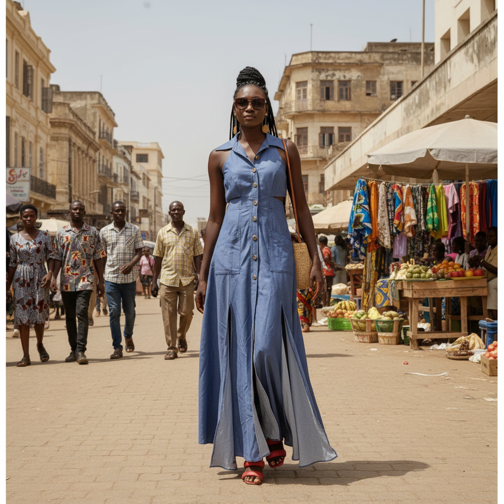 Robe Maxi en Jean Indigo - Élégance et Confort