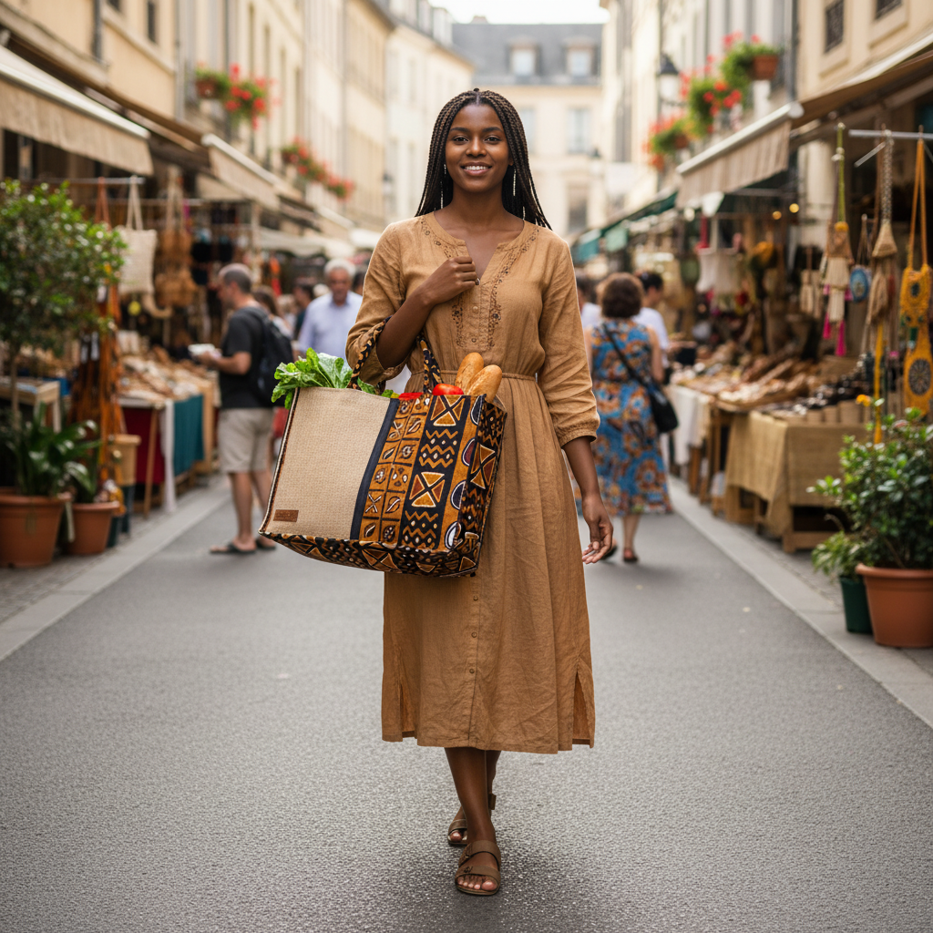 Sac Écologique Jute Motifs Africains - Élégance Durable