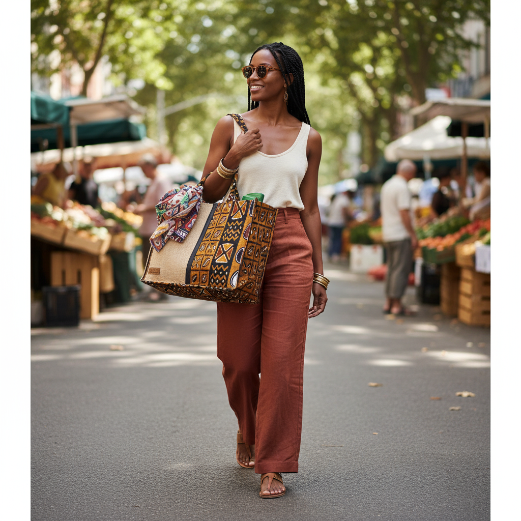 Sac Écologique Jute Motifs Africains - Élégance Durable