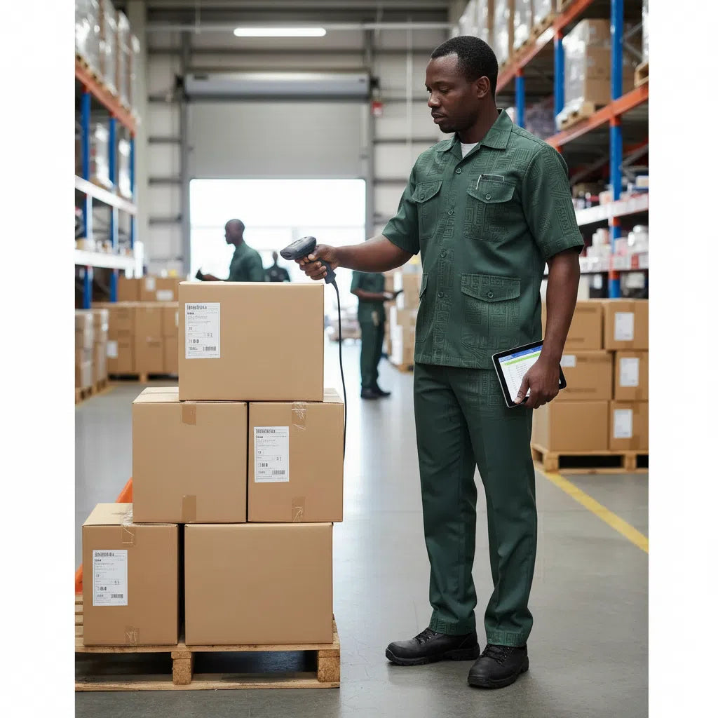 Costume Professionnel Africain Vert en Coton-Polyester - Élégance et Praticité