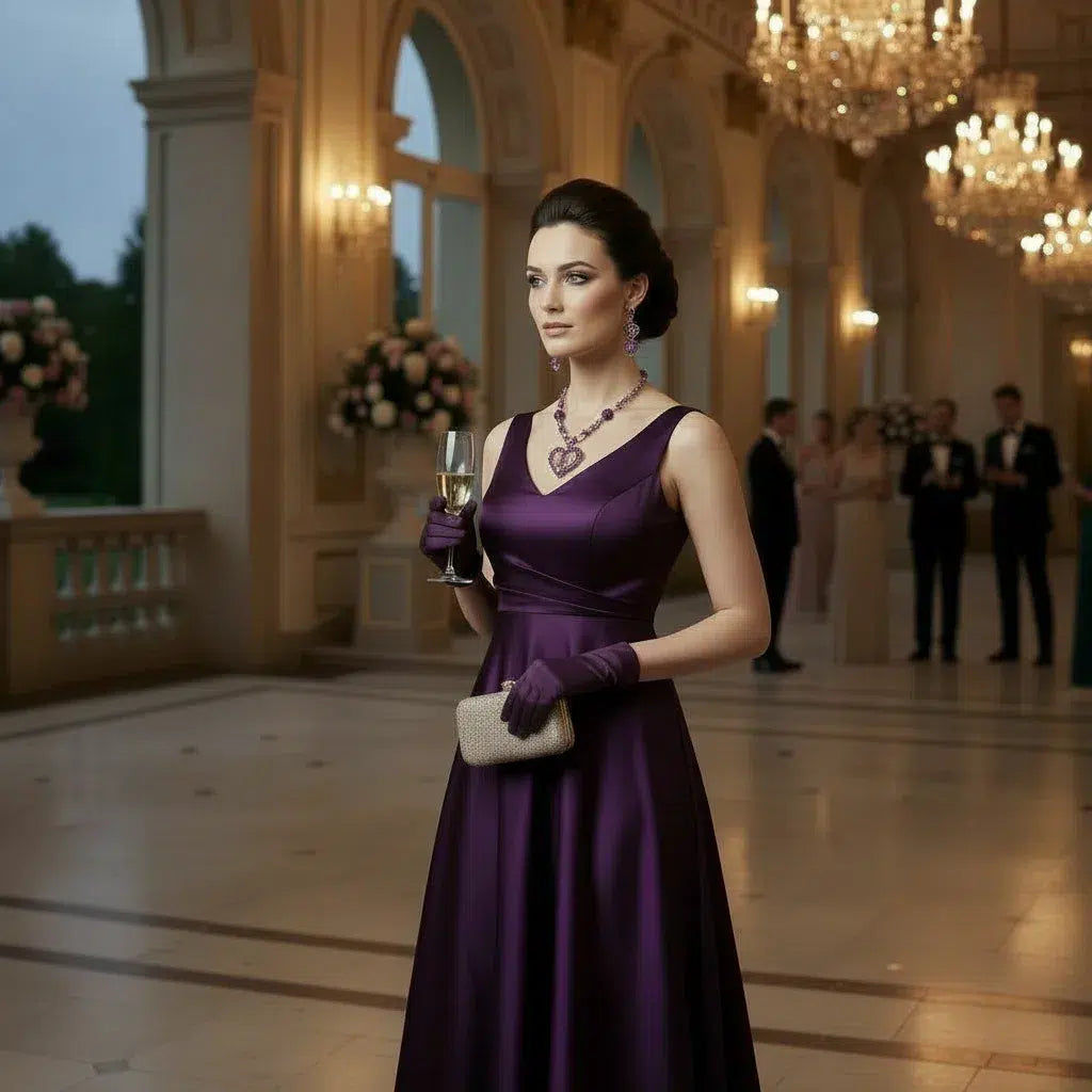 Parure Artisanale Coeur Violet en Agate - Élégance Luxueuse