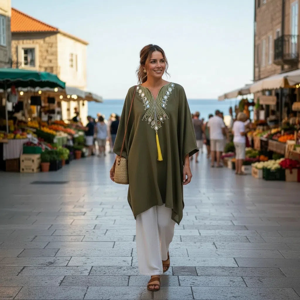 Tunique Brodée Bohème Chic en Coton - Éclat Artisanal