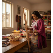 Tunique Femme Bordeaux en Lin Brodé - Élégance Ethnique Chic