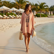 Tunique Bohème Chic Lin Coton - Élégance Estivale Brodée