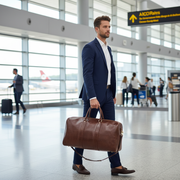 Sac de Voyage en Cuir Véritable Marron - Élégance et Grande Capacité