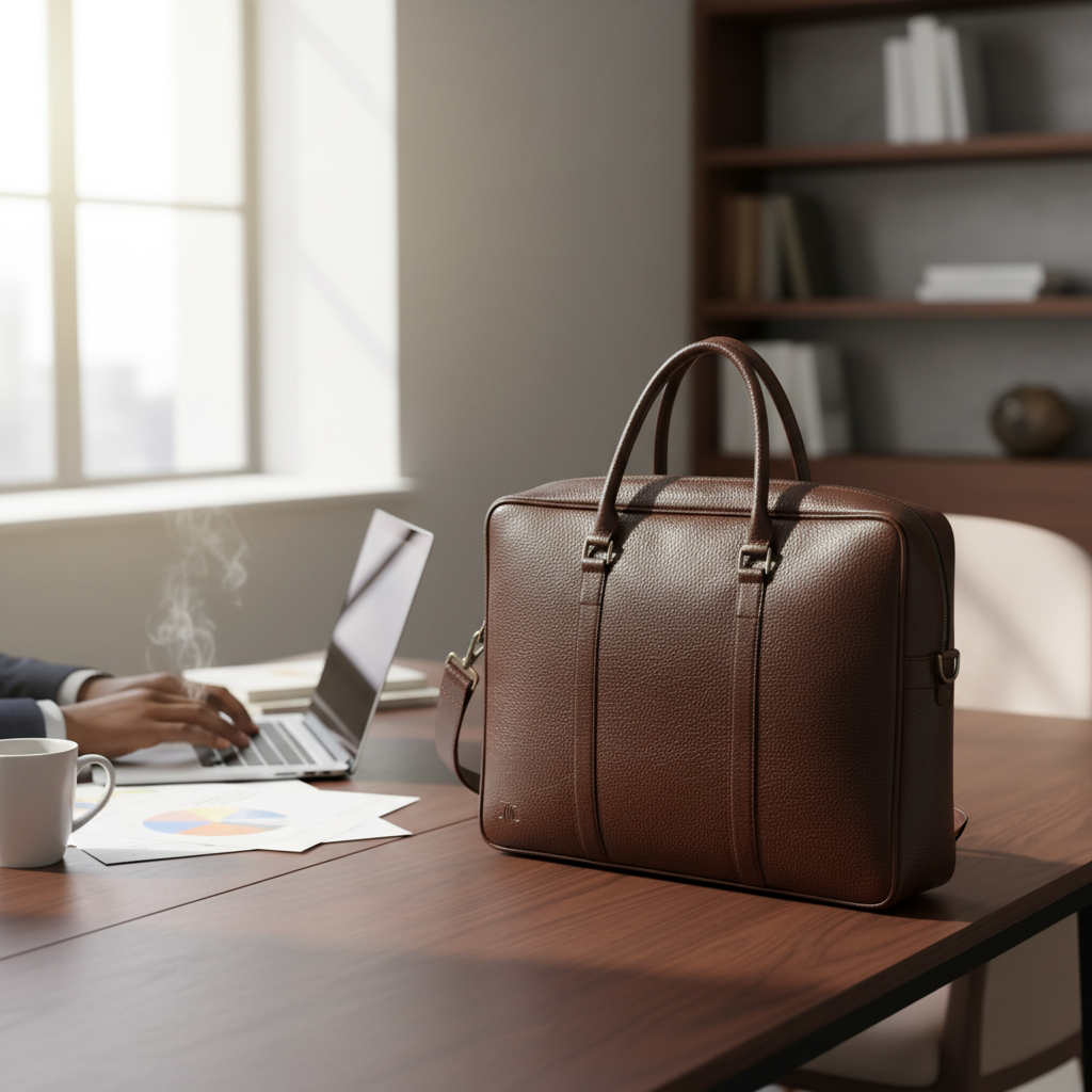 Sac ordinateur marron grand modèle