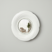 Miroir blanc design rond 40cm de diamètre – Miroir mural décoratif cadre perlé élégant