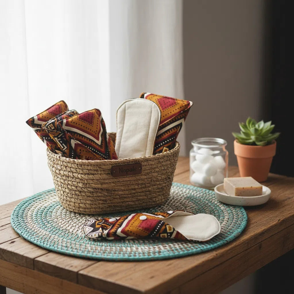 Kit de 4 serviettes hygiéniques réutilisables Nopalé en coton bio écoresponsable