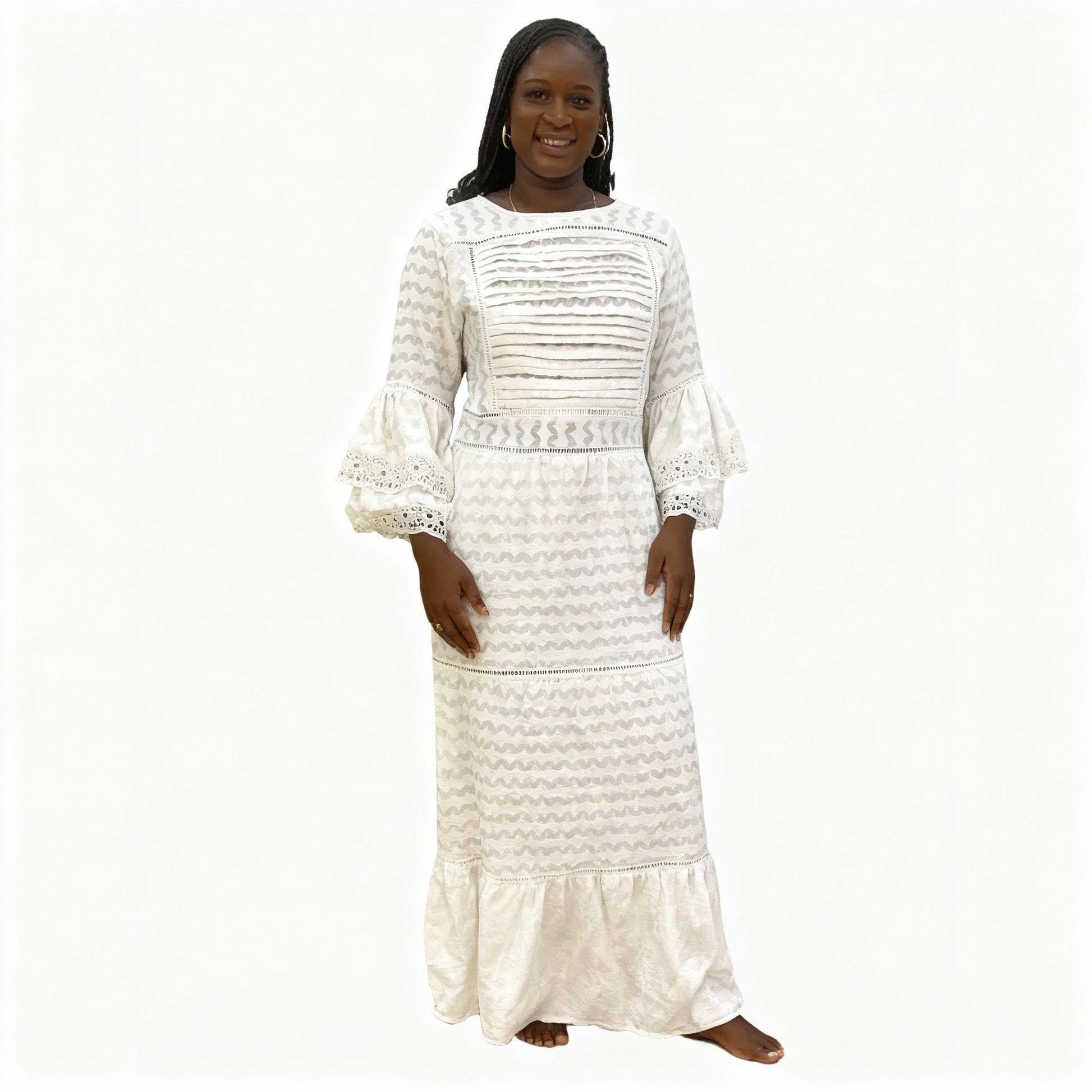 Robe d’été femme blanche longue bohème ample coton, confortable et chic