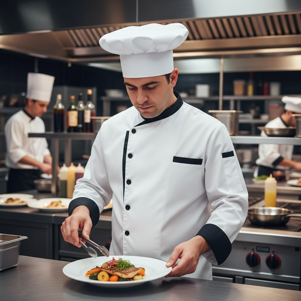 Veste de Chef Premium Coton Blanc - Élégance Pratique