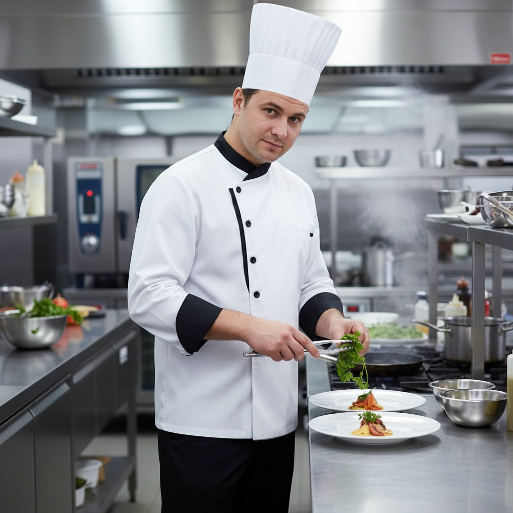 Veste de Chef Premium Coton Blanc - Élégance Pratique