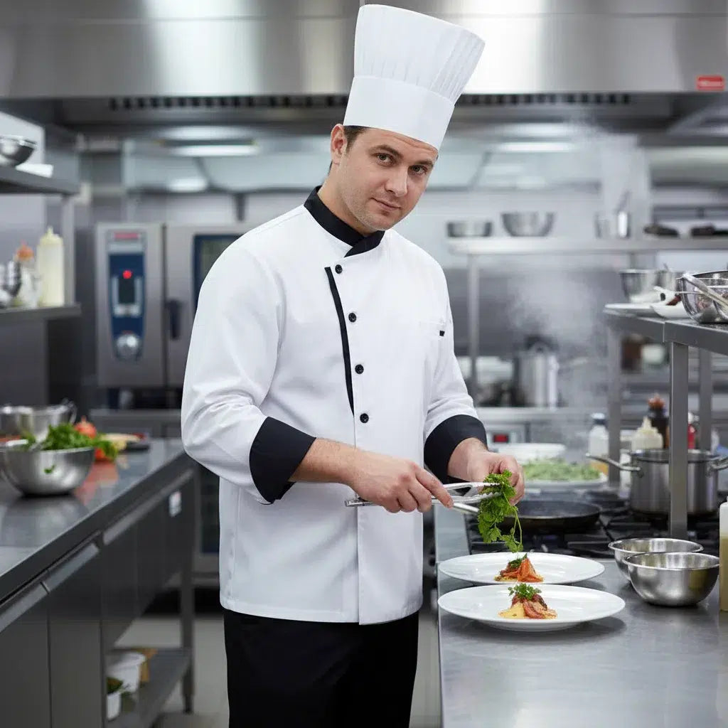 Veste de Chef Premium Coton Blanc - Élégance Pratique