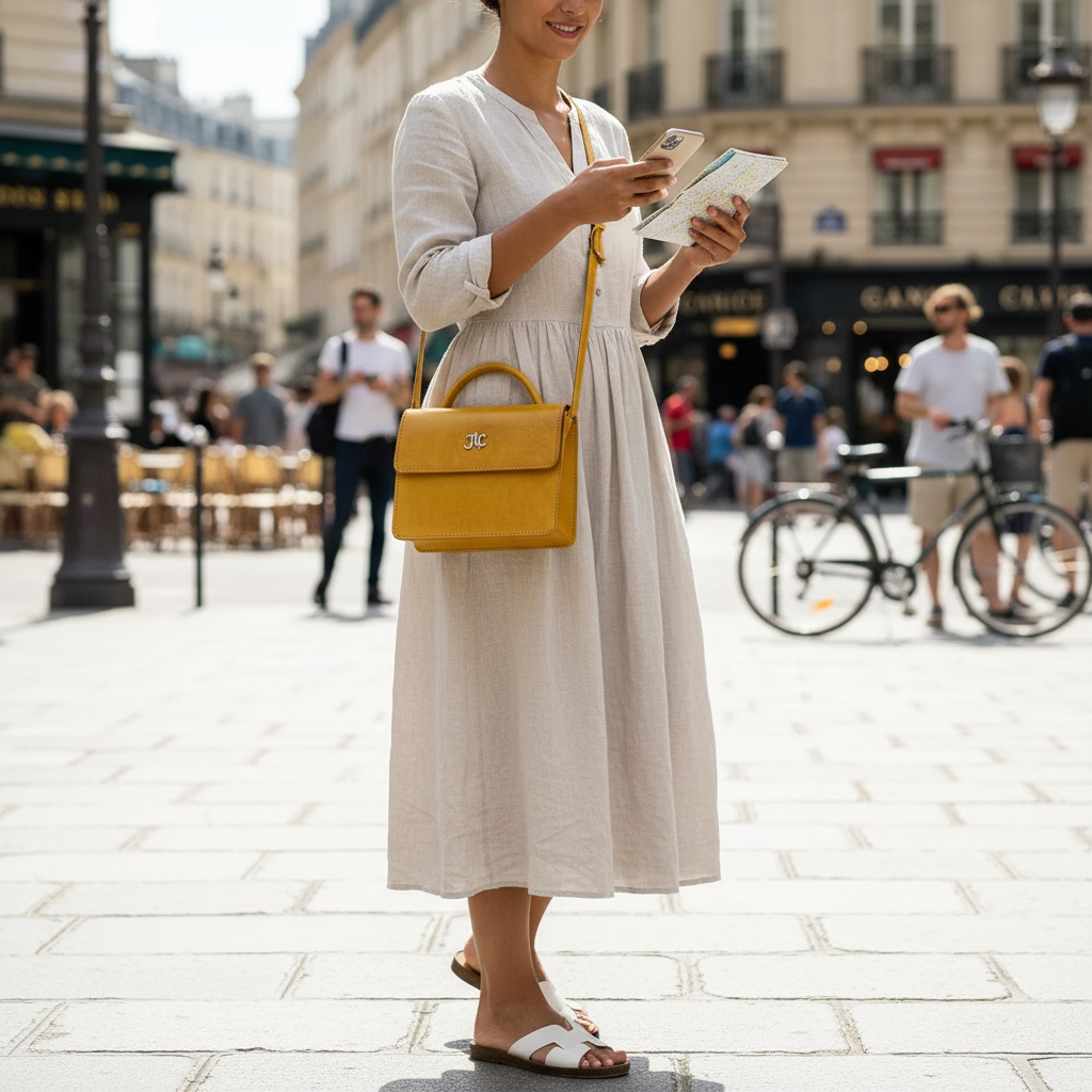 Sacoche Marigold en Cuir Véritable jaune
