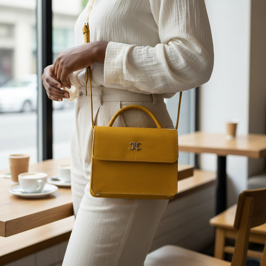 Sacoche Marigold en Cuir Véritable jaune