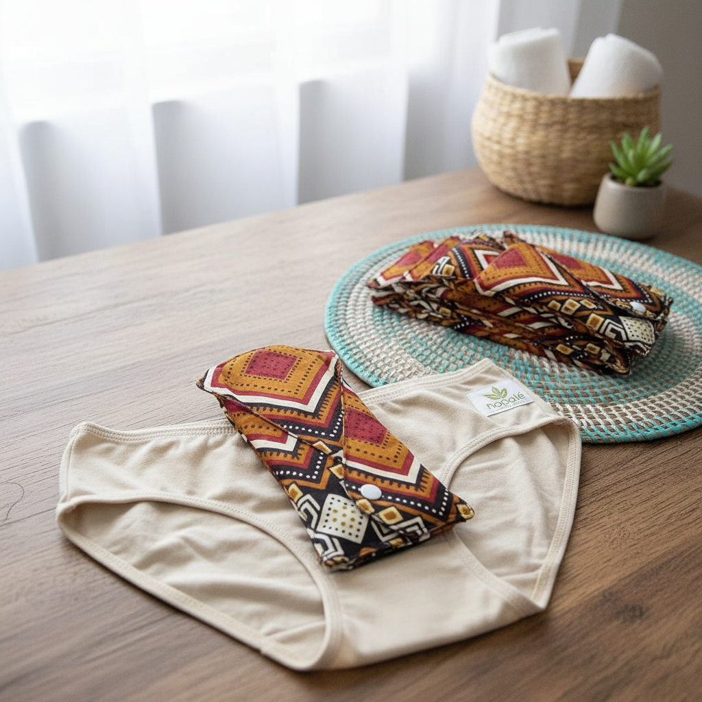 Kit de 5 serviettes hygiéniques réutilisables Nopalé en coton bio écoresponsable