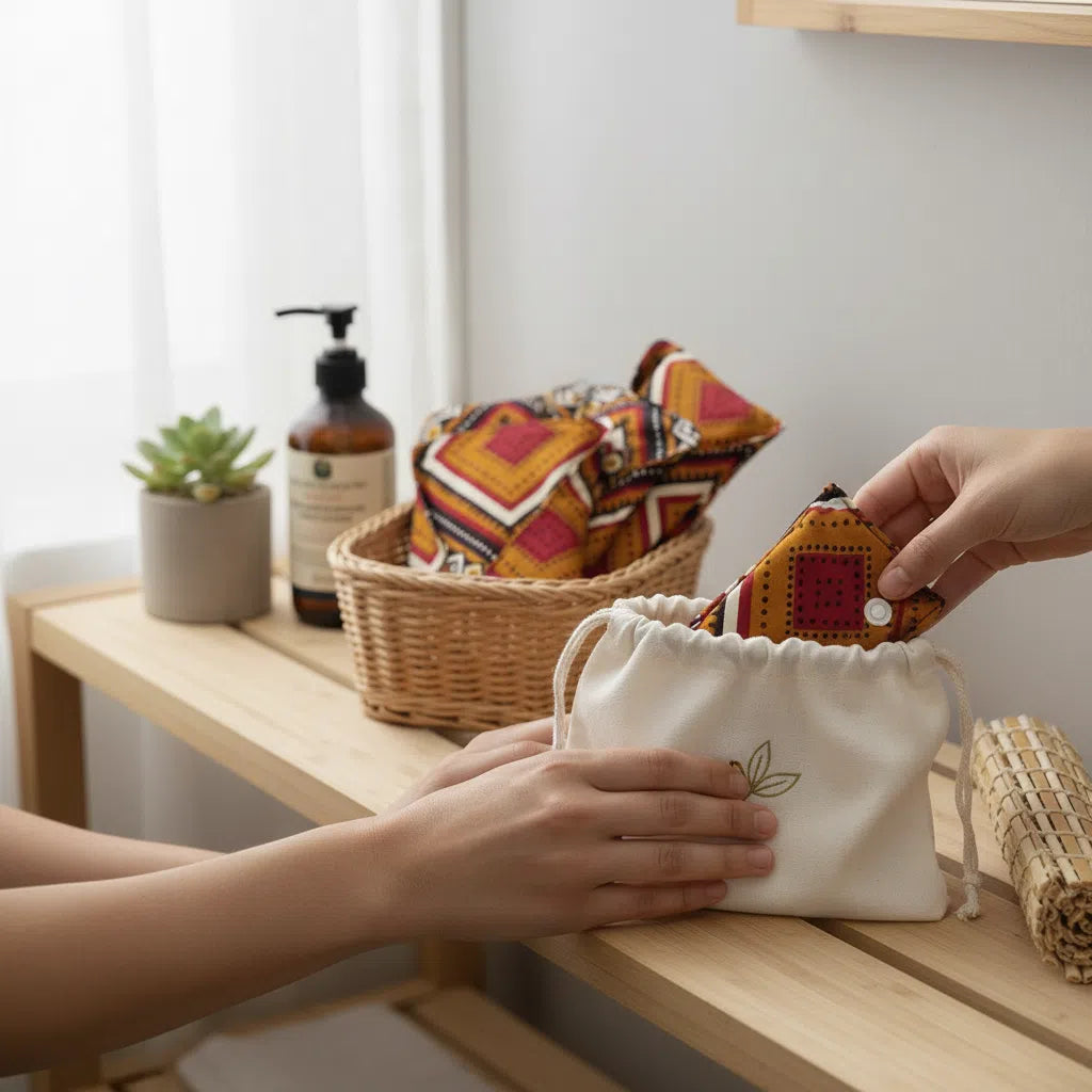 Kit de 10 serviettes hygiéniques réutilisables Nopalé en coton bio écoresponsable