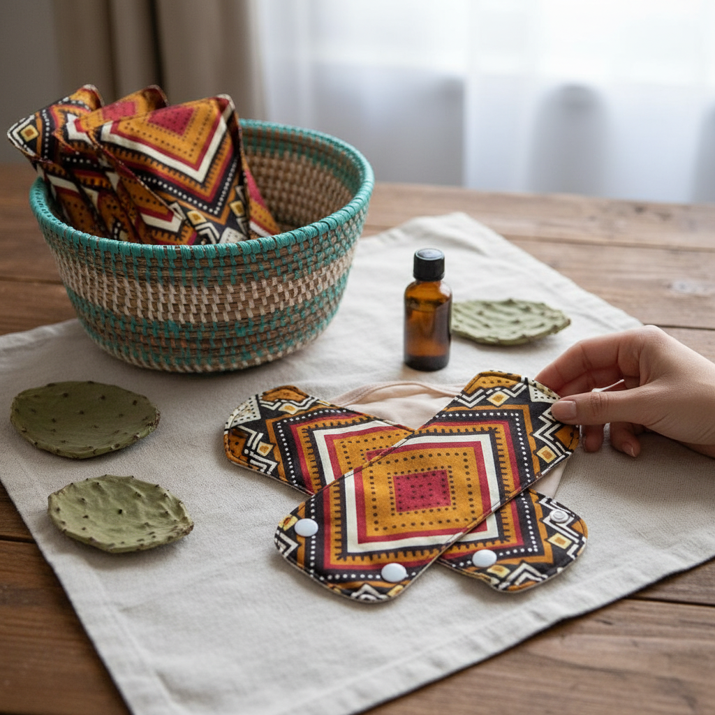 Kit de 6 serviettes hygiéniques réutilisables Nopalé en coton bio écoresponsable (