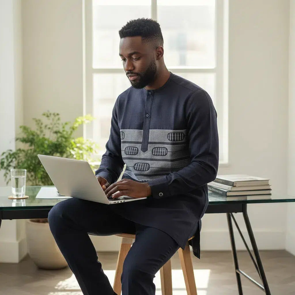 Chemise Homme Modernité Pagne Tissé Élégante