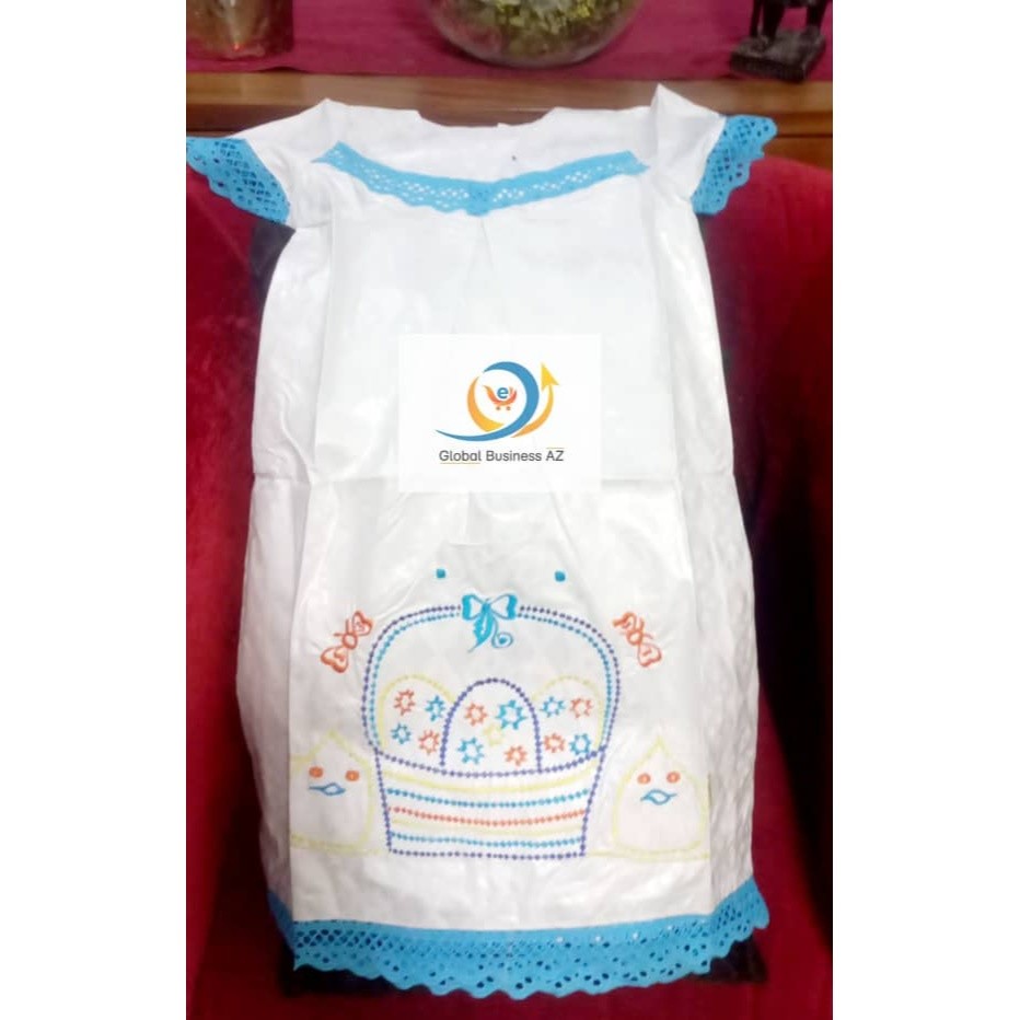 Robe bazin fille blanche brodé en coton