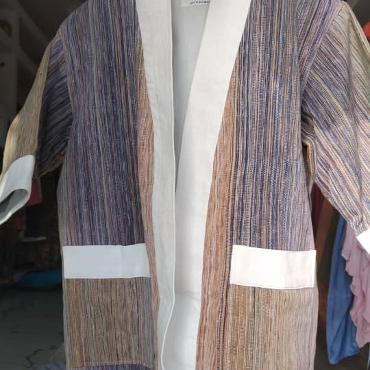 Kimono femme coton artisanal – Pagne tissé, fait main, made in Senegal