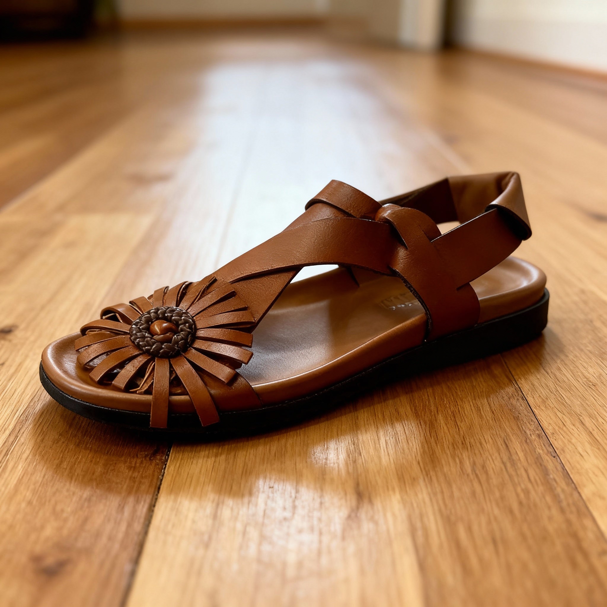 Sandale cuir femme marron artisanale made in Sénégal