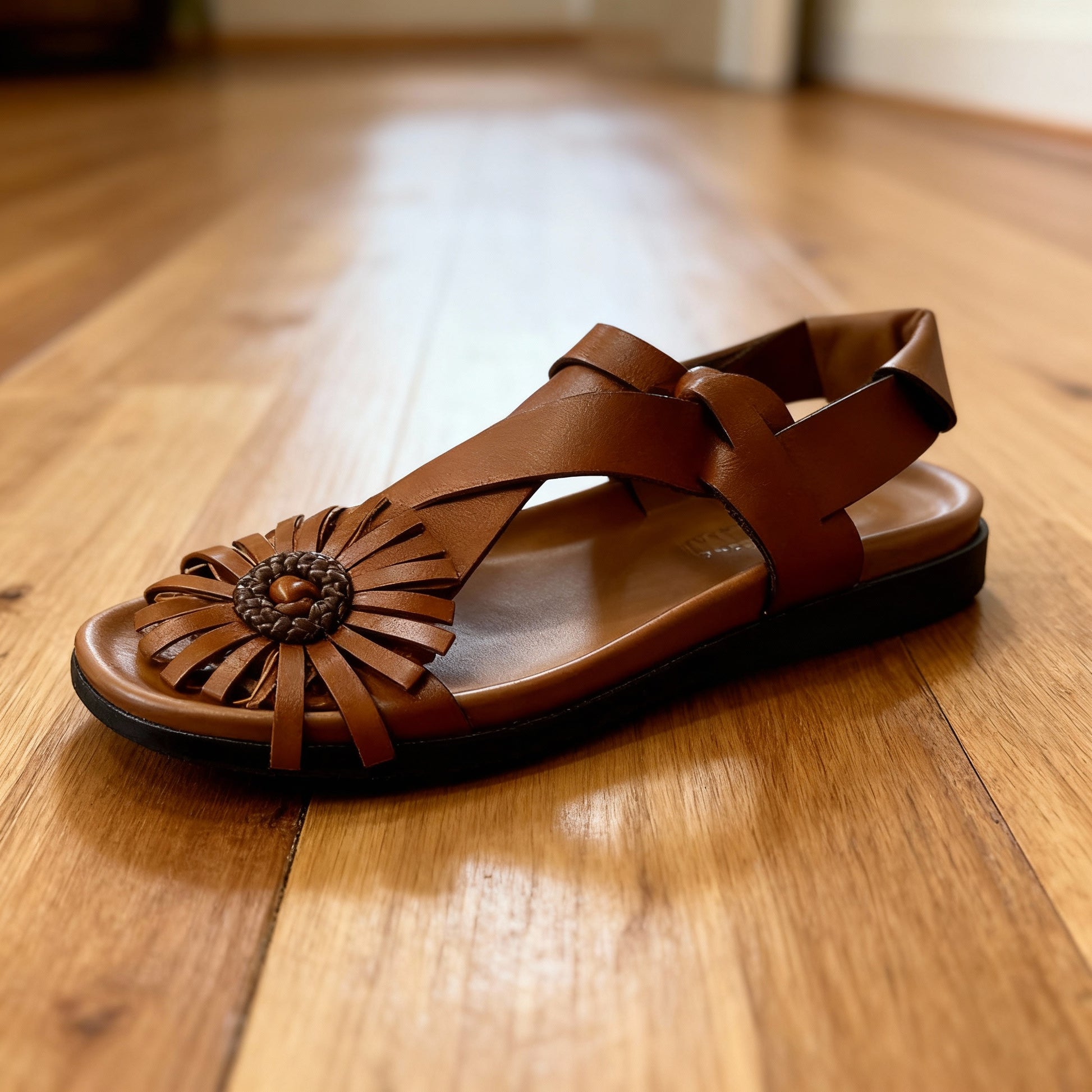 Sandale cuir femme marron artisanale made in Sénégal