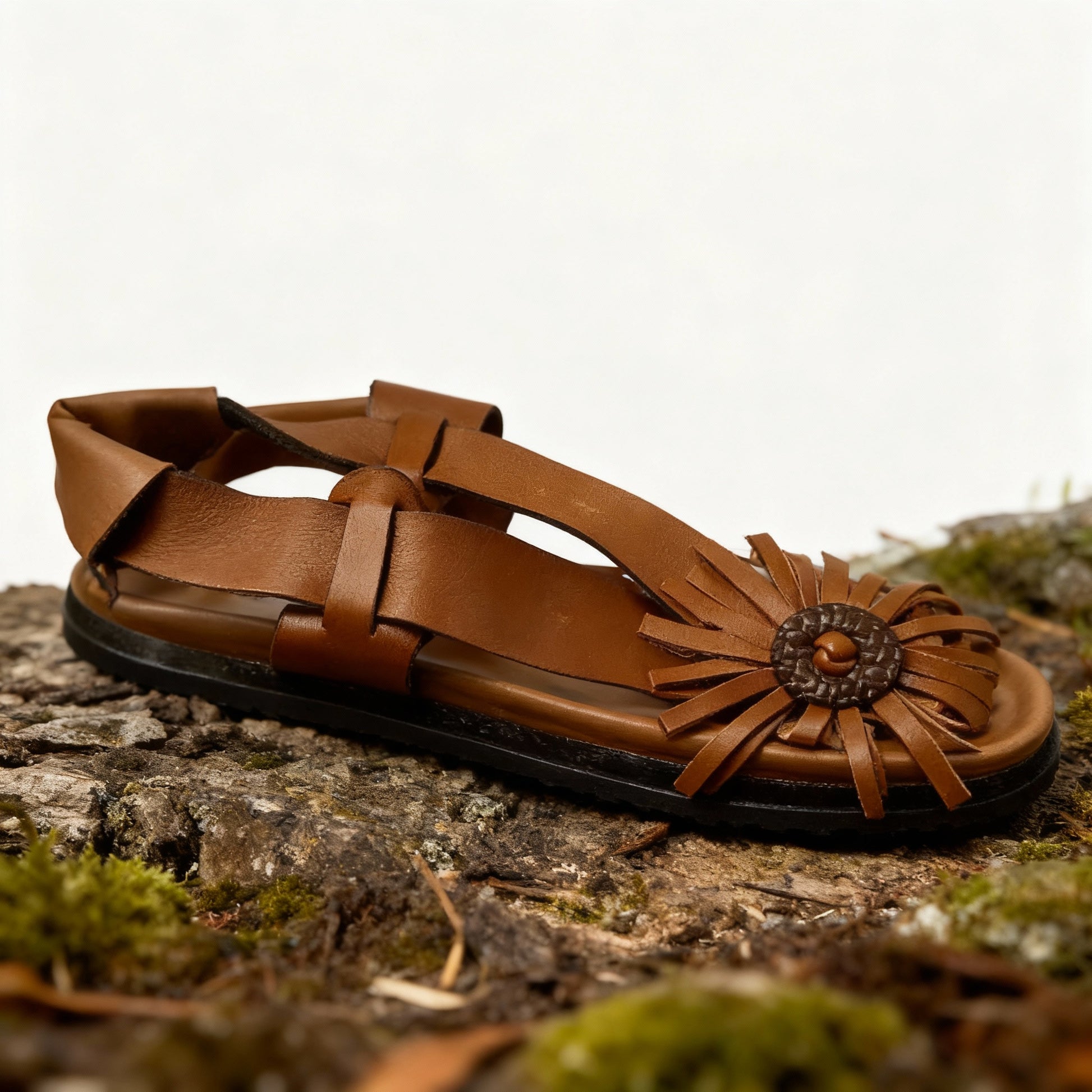 Sandale cuir femme marron artisanale made in Sénégal