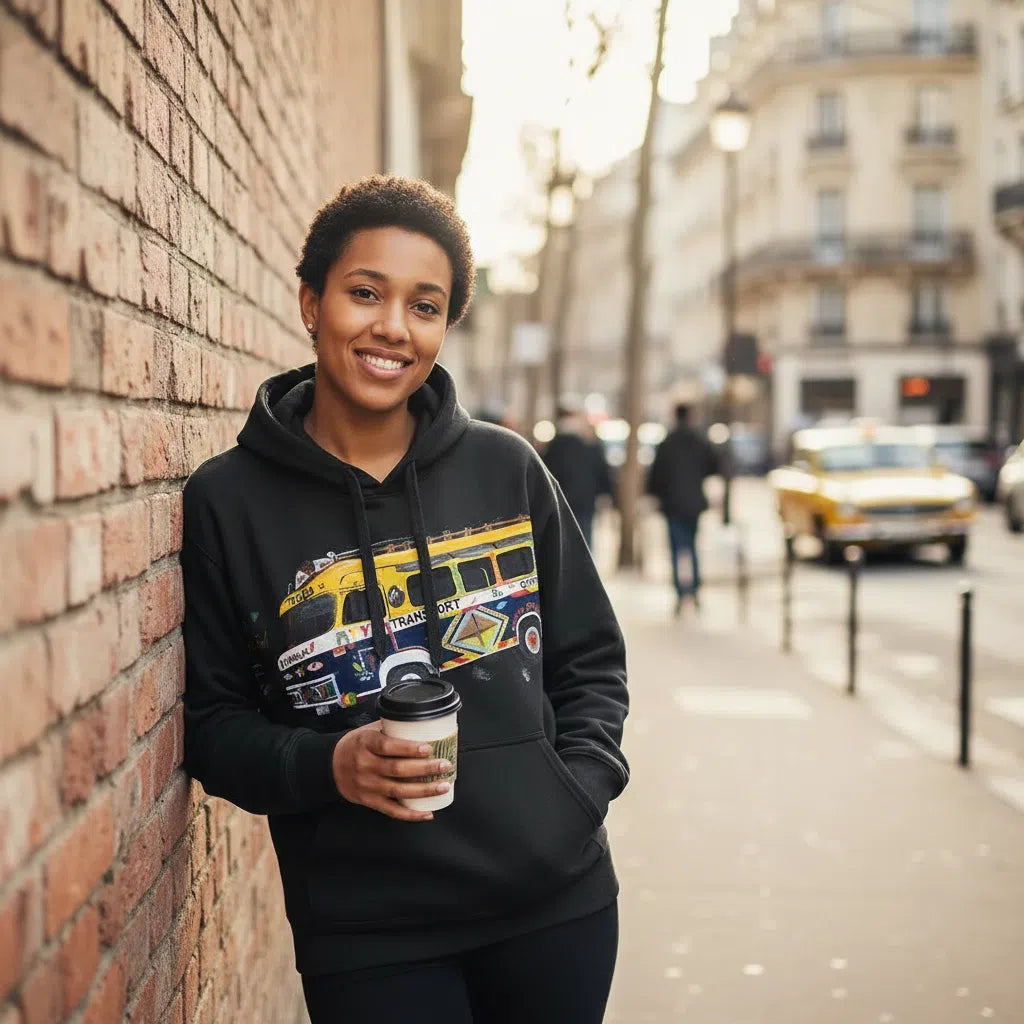 Sweat-shirt unisexe en coton noir